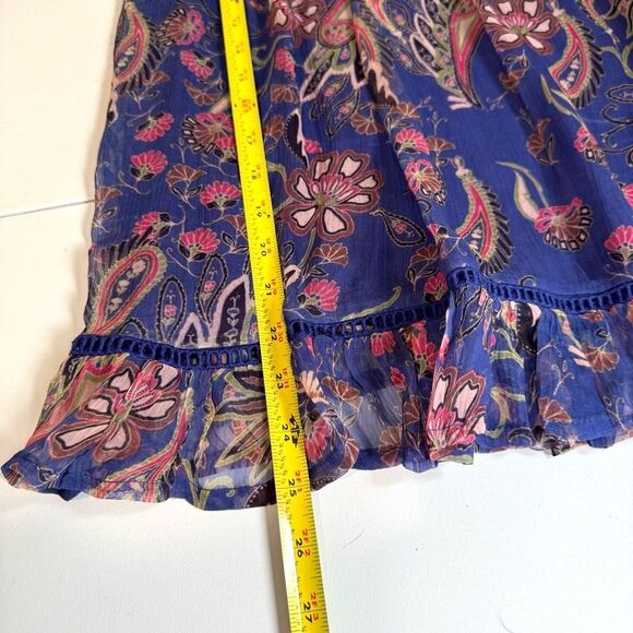Sundance Indigo Blue Multi Paisley Diamond Smocked Peasant Top Sz XS Excellent! - Picture 9 of 9